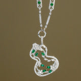 Luck Wulu Gourd Pendant with Diamonds in 18k White Gold
