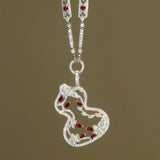 Luck Wulu Gourd Pendant with Diamonds in 18k White Gold
