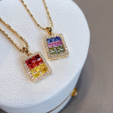 Rainbow Sapphire Pendant in 18k Yellow Gold