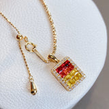Rainbow Sapphire Pendant in 18k Yellow Gold