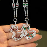 Luck Wulu Gourd Pendant with Diamonds in 18k White Gold