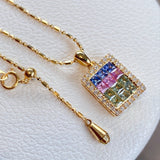 Rainbow Sapphire Pendant in 18k Yellow Gold