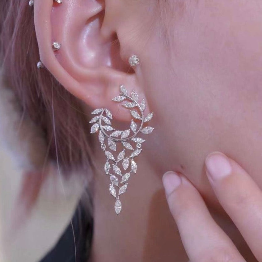 Inspired Leaf Drop Diamond Earrings| Jewelry Stores Near Me –  victorfinejewelry