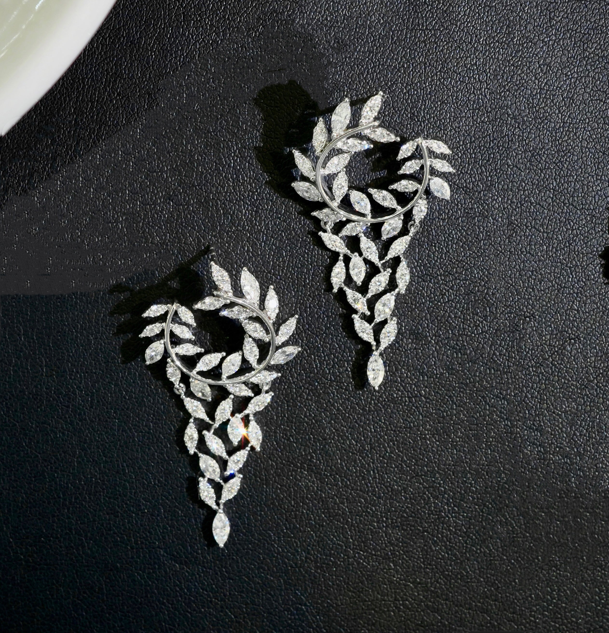 Inspired Leaf Drop Diamond Earrings| Jewelry Stores Near Me –  victorfinejewelry