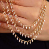 Diamond Drop Station Necklace in 18k Yellow Gold