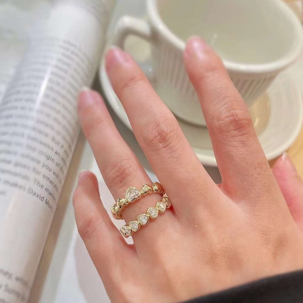 Heart Diamond Bezel Set Ring in 18k Yellow Gold - Main Image