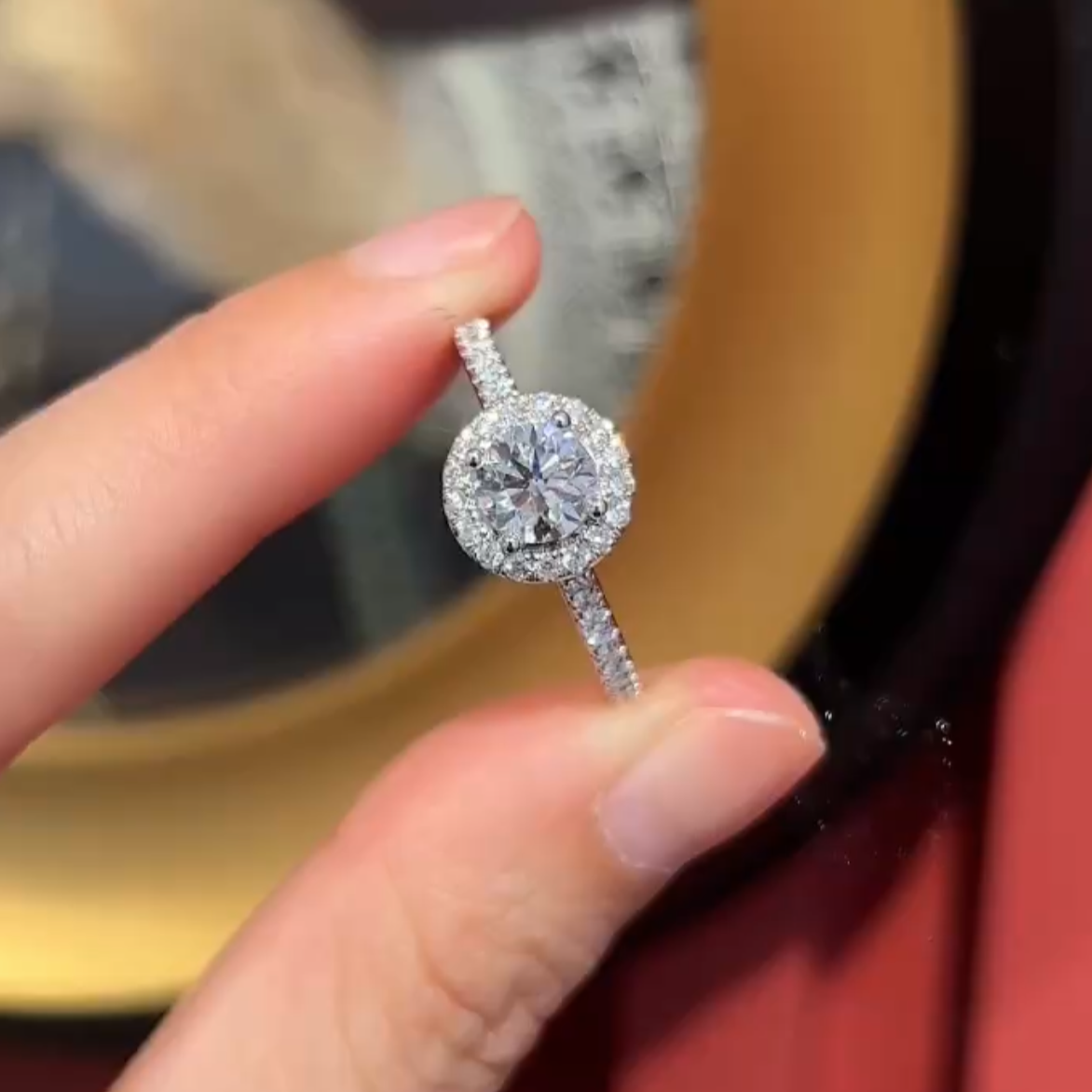 Classic halo 2025 diamond engagement ring